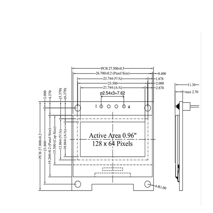 Pin definition diagram for 0.96 inch OLED Επίδειξη