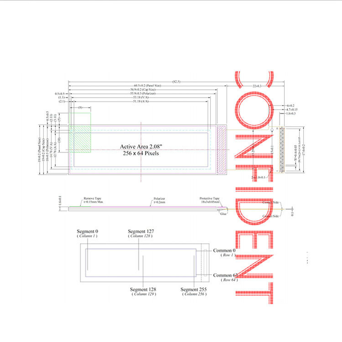 PMOLED แสดง pin definition diagram