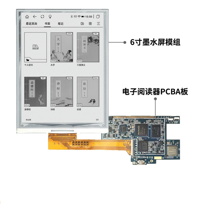 6 inch E-paper แสดง with PCB
